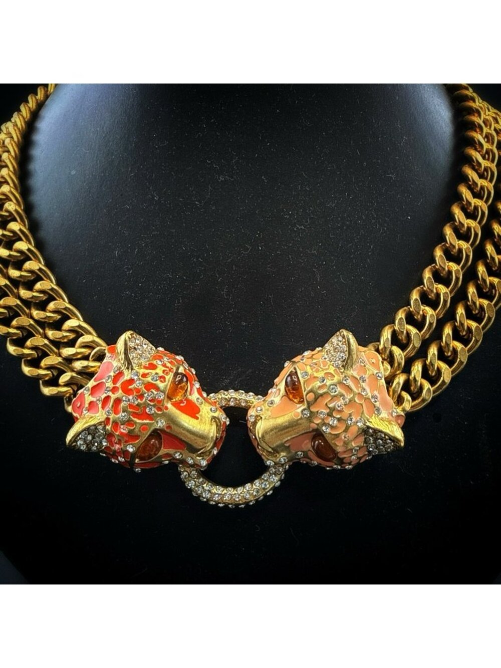 J Crew Necklace Leopard Panther Cat Double Head Bold Jenna Lyons 2012 Runway